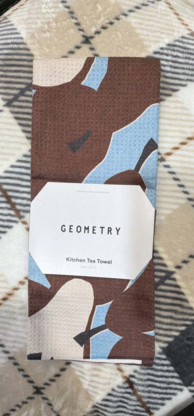 Geometry Graphic Pears Kitchen Tea Towel Size 18 in x 30 in Brown Blue